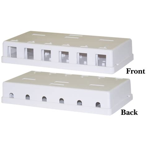 6 Port Keystone Jack Surface Mount Box, White, Surface Mount 